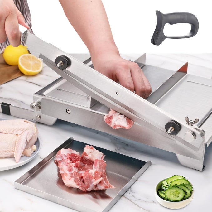 MANUAL FROZEN MEAT SLICER BONE SHORT RIB CUTTER CHICKEN CHOPPER MACHINE 135 INCH DOUBLE BLADE HEAVY DUTY GUILLOTINE BILTONG CUTTER FOR KOREAN BBQ SHABU HOT POT KD0288