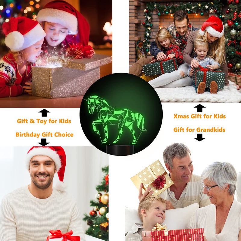 FULLOSUN Night Lights for Kids Horse Illusion 3D Night Light Bedside Lamp 16 Colors Changing with Remote Control Best Birthday Gifts for Child Baby Boy and Girl - Image 4