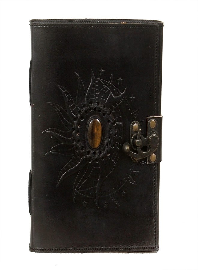 cuero Leather Sun and Moon Stone Tiger 8X6 Inch Leather Journal for Women Leather Journal for Men Leather Sketchbook Leather Blank book Unlined Deckle Edge Paper Leather Journal Notebook Diary (black) - Image 1