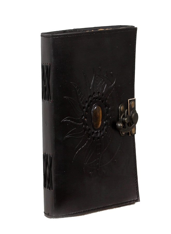 cuero Leather Sun and Moon Stone Tiger 8X6 Inch Leather Journal for Women Leather Journal for Men Leather Sketchbook Leather Blank book Unlined Deckle Edge Paper Leather Journal Notebook Diary (black) - Image 2