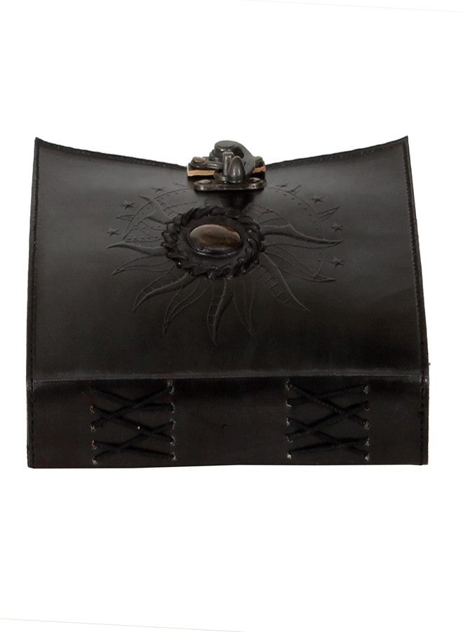 cuero Leather Sun and Moon Stone Tiger 8X6 Inch Leather Journal for Women Leather Journal for Men Leather Sketchbook Leather Blank book Unlined Deckle Edge Paper Leather Journal Notebook Diary (black) - Image 5