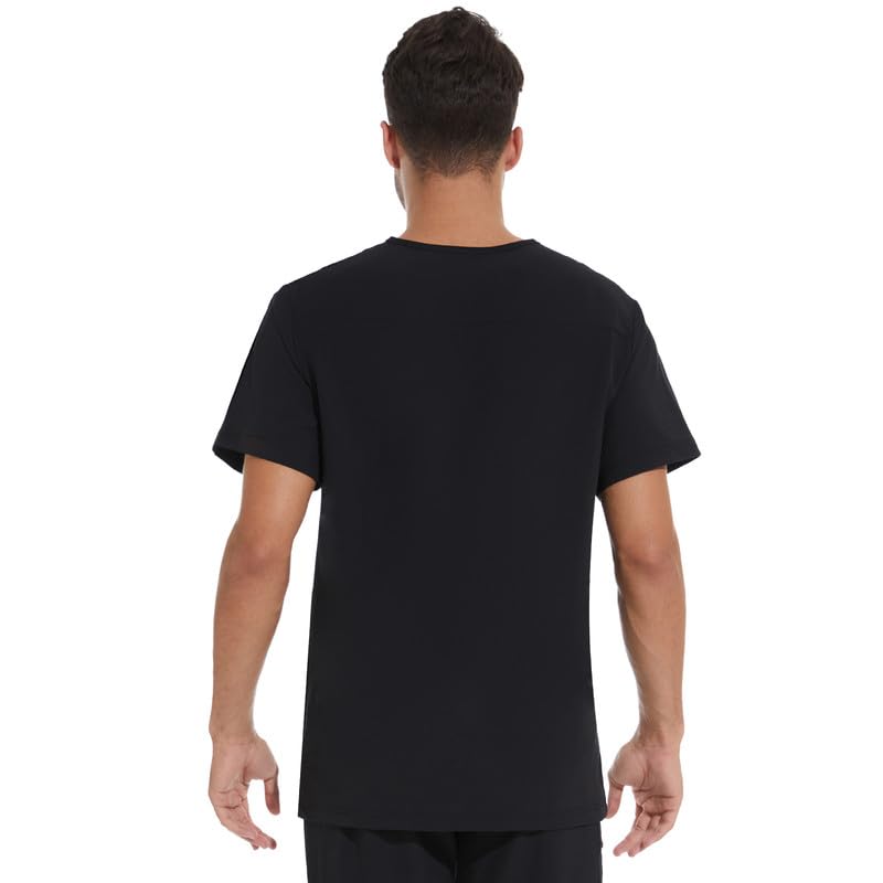 COZYFIT Scrub Top for Men - Stretch V-Neck Scrubs with 3 Pockets, Anti-Wrinkle - Black, M - Image 3