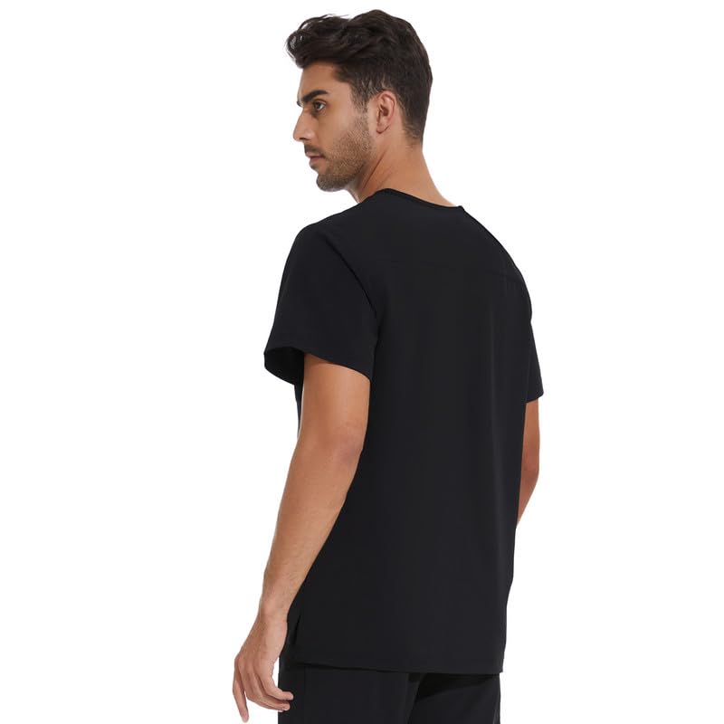 COZYFIT Scrub Top for Men - Stretch V-Neck Scrubs with 3 Pockets, Anti-Wrinkle - Black, M - Image 4