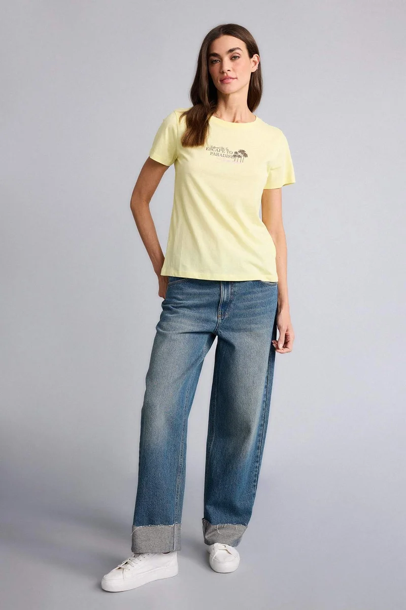 ديفاكتو Regular Fit Printed Cotton T-Shirt