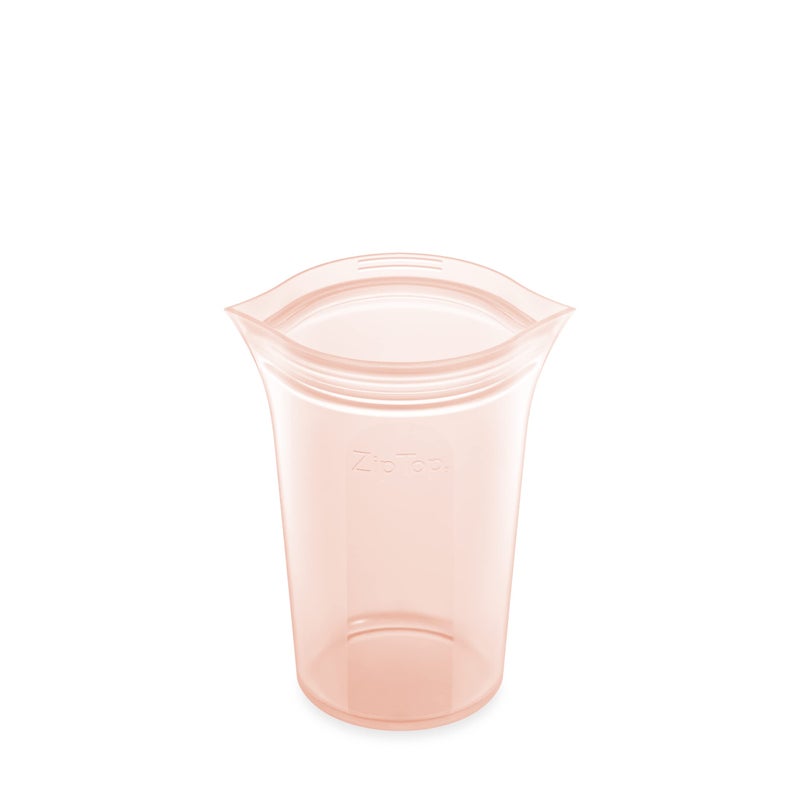 Zip Top Reusable Food Storage Bags | Medium Cup [Peach] | Silicone Meal Prep Container | Microwave, Dishwasher and Freezer Safe | Made in the USA - Image 1