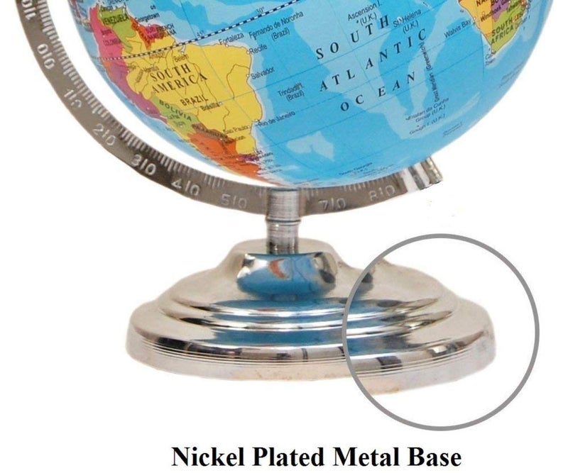 Magicwand【12 Inch ht Chrome Base】Political Educational Laminated Rotating World Globe with Metal Base - Image 2