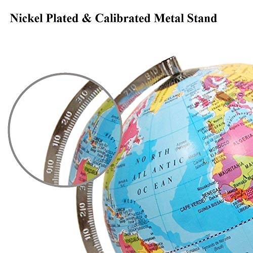 Magicwand【12 Inch ht Chrome Base】Political Educational Laminated Rotating World Globe with Metal Base - Image 3