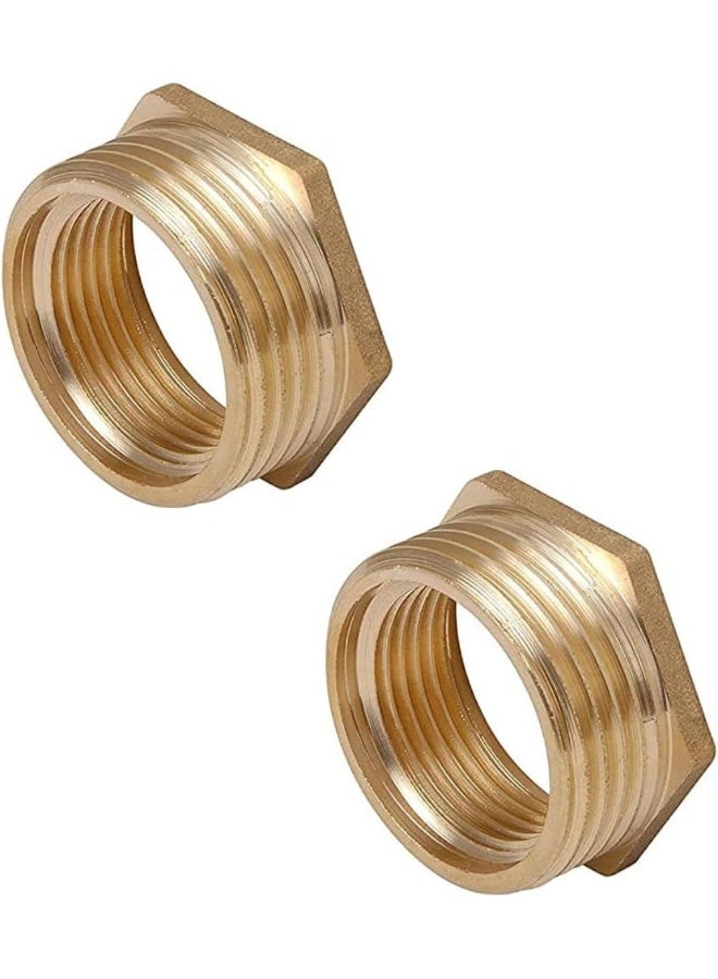 Biella Pack of 2 Brass Reducer BSP Male Thread to BSP Female Thread Reducing Bush Hex Reducer Bushing Hose Pipe Fitting Connector Adapter (3/4''X1/2'') - Image 1