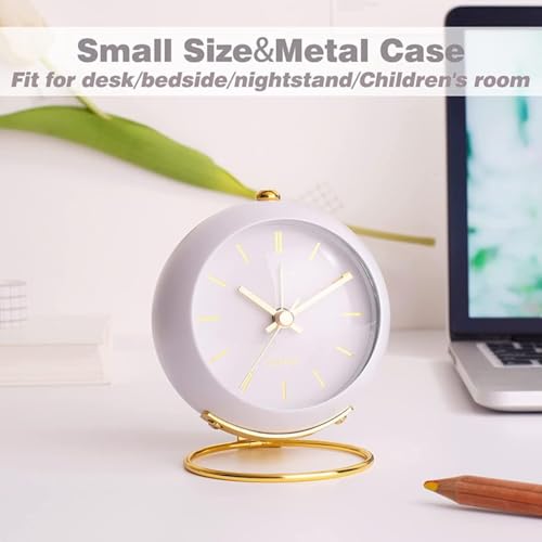 QIMIT Silent Analog Table Clock, Nightstand Alarm Clock, Analog Alarm Clock with Light for Rooms, Table, Desk, Shelf, Office, Without Battery (Small Stand) - Image 2