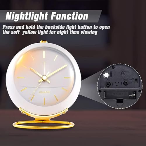 QIMIT Silent Analog Table Clock, Nightstand Alarm Clock, Analog Alarm Clock with Light for Rooms, Table, Desk, Shelf, Office, Without Battery (Small Stand) - Image 4