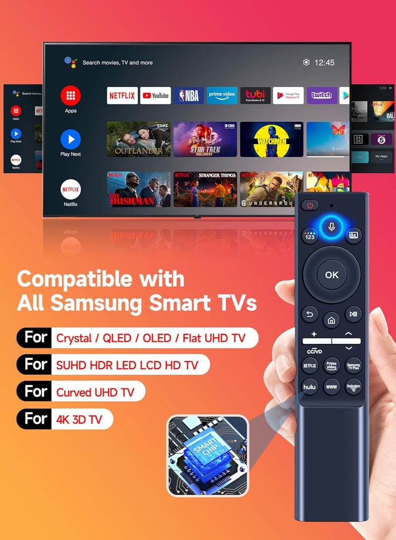 ELTRAZONE Universal Voice Remote Control for All Samsung LED QLED UHD SUHD HDR LCD Curved Frame Solar Powered HDTV 4K 8K 3D TVs – Easy Setup, Voice Activation, Buttons for Netflix, Prime Video, and More! - Image 3