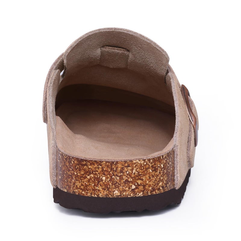Asgard Genuine Suede Clogs for Women Men Leather Mules Arch Support Potato Shoes with Comfort Cork Footbed Taupe 38 - Image 5