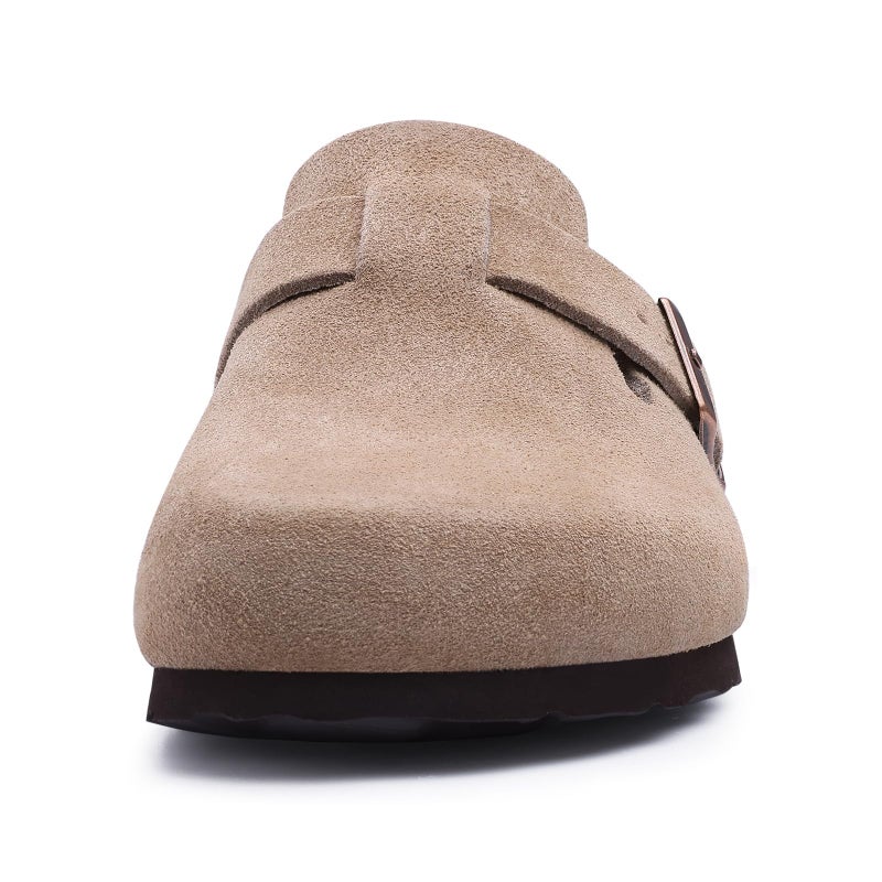 Asgard Genuine Suede Clogs for Women Men Leather Mules Arch Support Potato Shoes with Comfort Cork Footbed Taupe 38 - Image 4