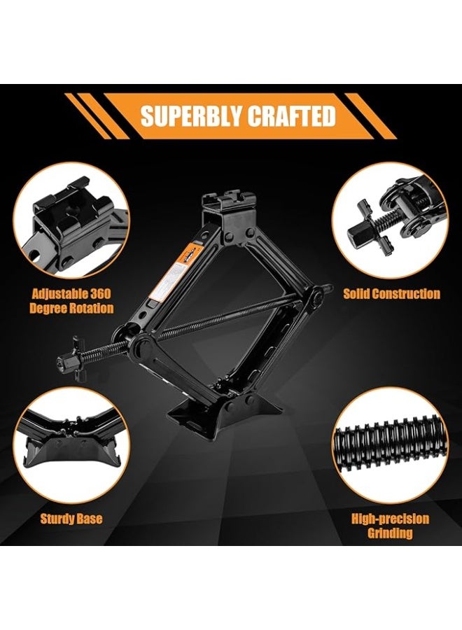 Portable Car Scissor Jack Kit 2 Ton (4409 lbs) - Heavy Duty Emergency Tire Changing & Repair Set with Lug Wrench for SUV & Universal Vehicles - Image 1