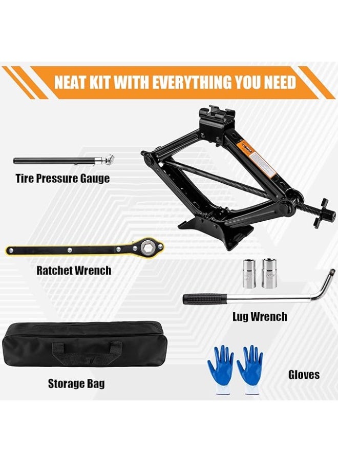 Portable Car Scissor Jack Kit 2 Ton (4409 lbs) - Heavy Duty Emergency Tire Changing & Repair Set with Lug Wrench for SUV & Universal Vehicles - Image 2