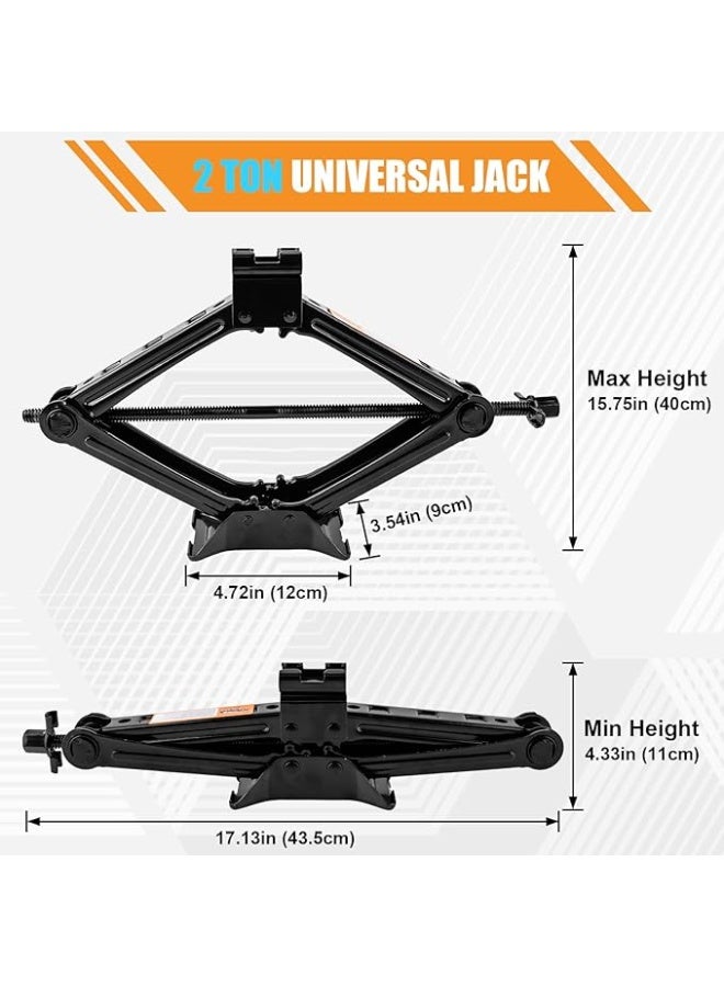 Portable Car Scissor Jack Kit 2 Ton (4409 lbs) - Heavy Duty Emergency Tire Changing & Repair Set with Lug Wrench for SUV & Universal Vehicles - Image 3