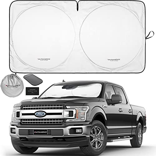 Autoamerics 1-Piece Windshield Sun Shade Standard Silver Foldable Car Front Window Sunshade for Most Cars SUV Truck Heat Blocker Visor Protector Blocks Max UV Rays and Keeps Your Vehicle Cool X-Large - Image 1