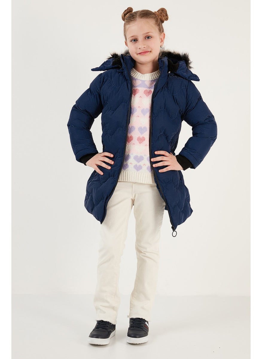Lela Plush Lined Faux Fur Collar Removable Hooded Winter Coat Girls' Coat 5761905  - Image 1