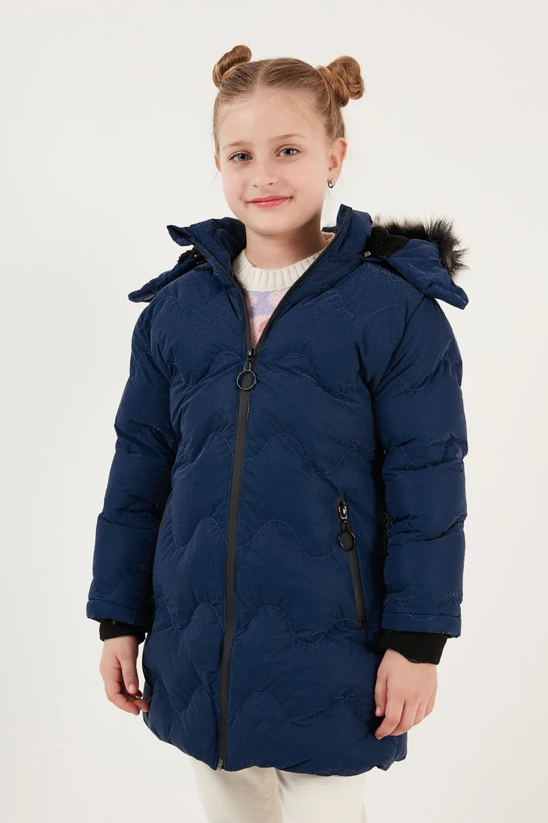 Lela Plush Lined Faux Fur Collar Removable Hooded Winter Coat Girls' Coat 5761905