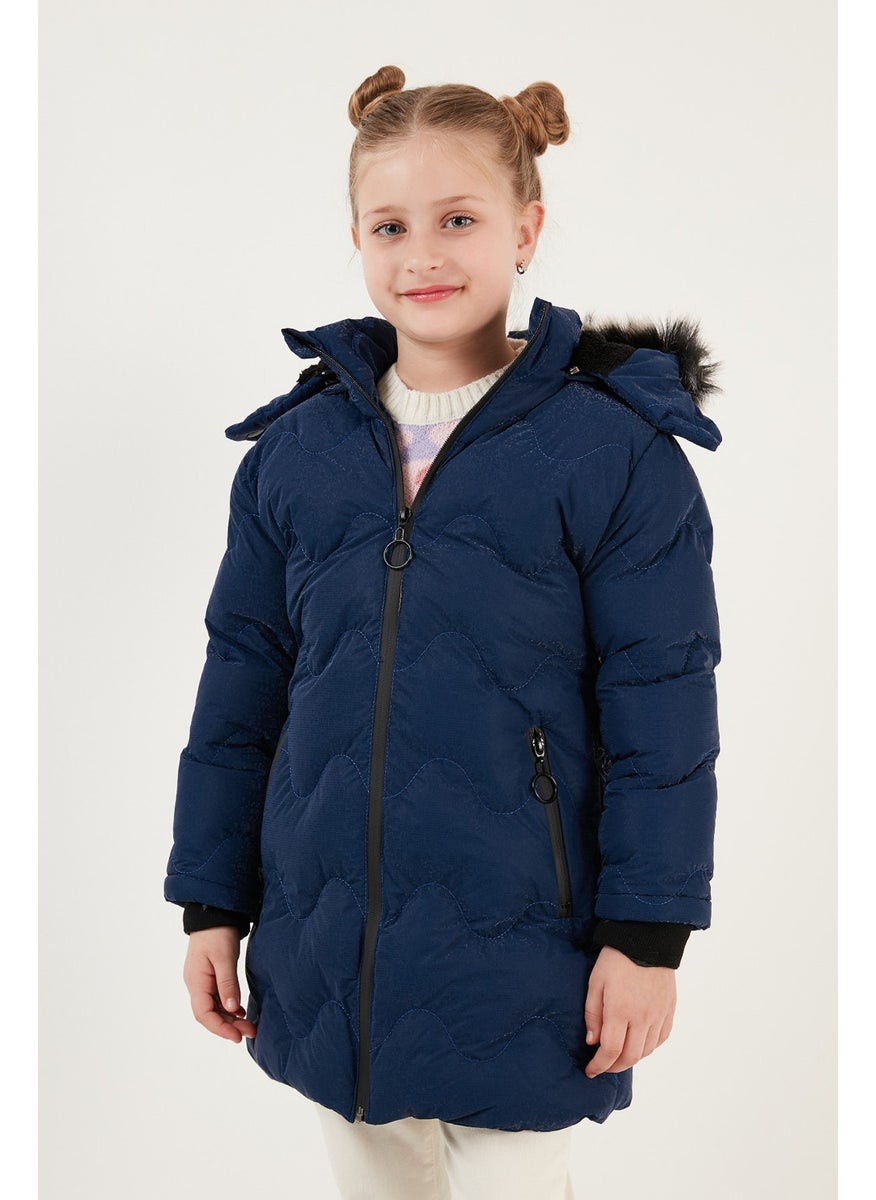Lela Plush Lined Faux Fur Collar Removable Hooded Winter Coat Girls' Coat 5761905  - Image 3