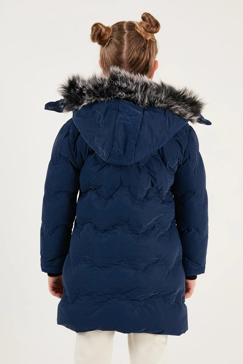 Lela Plush Lined Faux Fur Collar Removable Hooded Winter Coat Girls' Coat 5761905