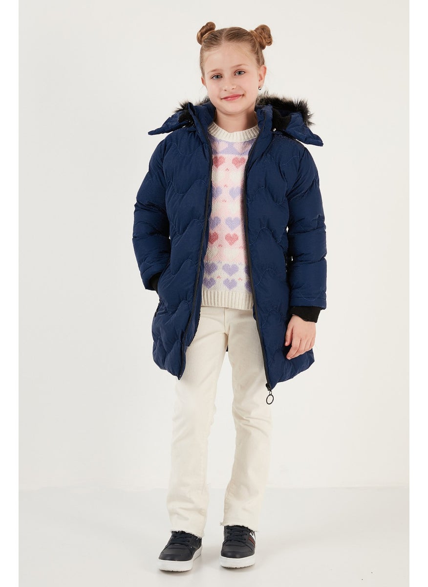 Lela Plush Lined Faux Fur Collar Removable Hooded Winter Coat Girls' Coat 5761905  - Image 4