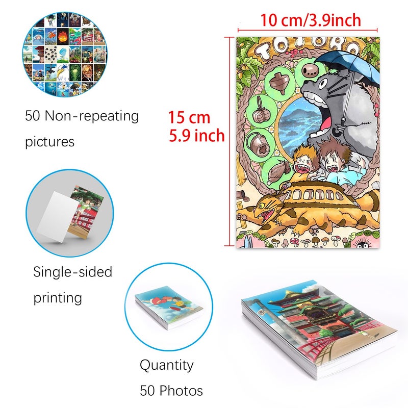 Pounchi Cute Anime Poster Wall Collage Set (50 Pcs 4 x 6 Inch with Glue Dots) HD Aesthetic Posters Prints of Anime Cartoon Artworks Perfect for Gifts and Decorations - Image 1