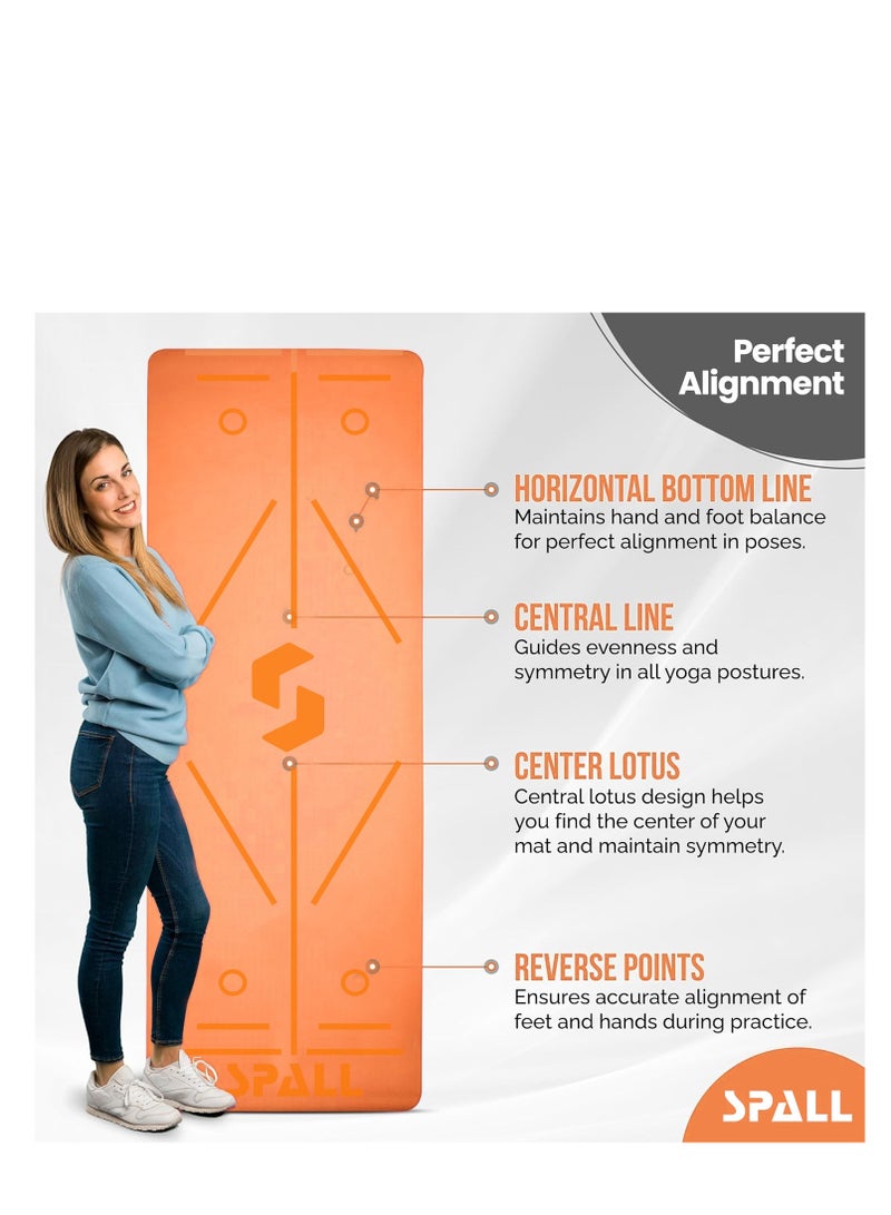 سبال بساط اليوغا للتمرين، بساط غير قابل للانزلاق مع خطوط موضعية وسطح نسيج TPE صديق للبيئة ومقاوم للعرق ومضاد للتمزق، مثالي لليوجا والبيلاتيس والتمارين المناسبة للرجال والنساء - Image 2
