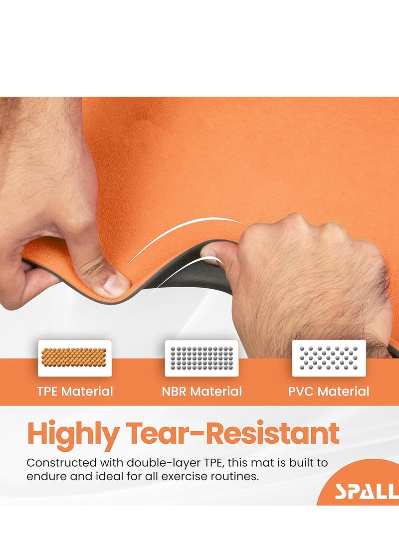 سبال بساط اليوغا للتمرين، بساط غير قابل للانزلاق مع خطوط موضعية وسطح نسيج TPE صديق للبيئة ومقاوم للعرق ومضاد للتمزق، مثالي لليوجا والبيلاتيس والتمارين المناسبة للرجال والنساء - Image 3
