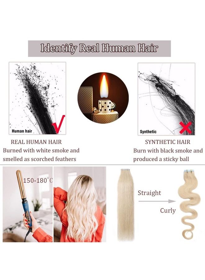 Rich Choices Tape in Hair Extensions Human Hair 40pcs 100g Balayage Golden Brown Highlighted Bleach Blonde 100% Remy Hair Extensions Real Human Hair Seamless Straight Tape in Hair of 18 inch #12P613