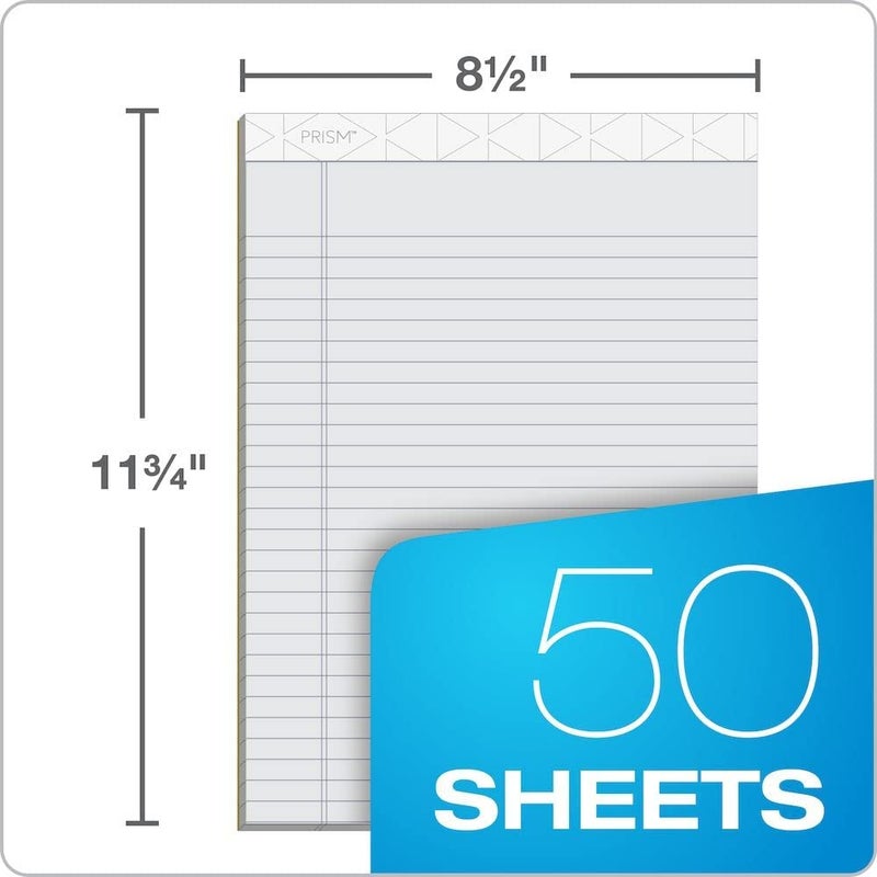 Tops Prism Writing Pads, 8-1/2" x 11-3/4", Legal Rule, Gray, Perforated, 50 Sheets, 12 Pack (63160) - Image 3