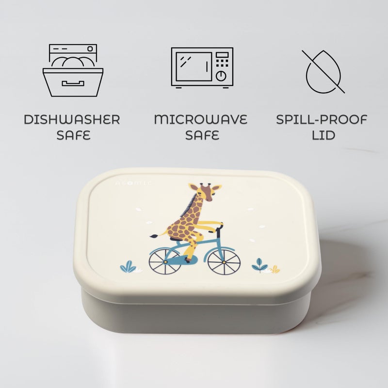 ASOMIC Silicone Bento Lunch Box for Toddlers & Kids, Leakproof & BPA-Free, 3 Compartments, Microwave & Dishwasher Safe, Ideal for Daycare, Preschool & Baby Meals (Crocodile) - Image 5