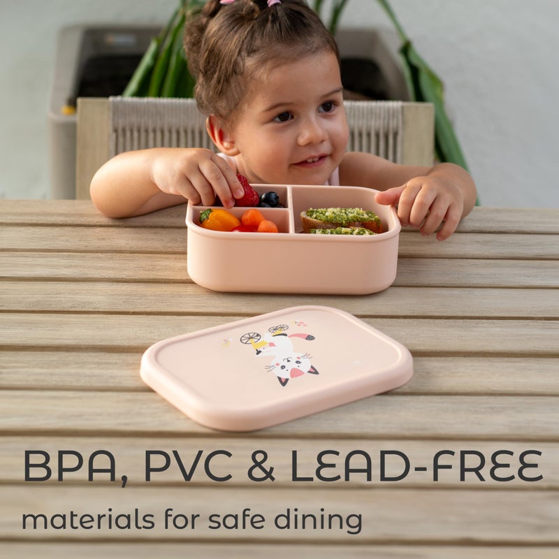 ASOMIC Silicone Bento Lunch Box for Toddlers & Kids, Leakproof & BPA-Free, 3 Compartments, Microwave & Dishwasher Safe, Ideal for Daycare, Preschool & Baby Meals (Crocodile) - Image 4