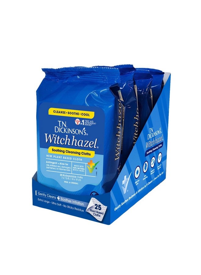 T.N. Dickinson's Witch Hazel Soothing Multiuse Cleansing Cloth 4 Pack 25 Cloths Per Packwhite - Image 1