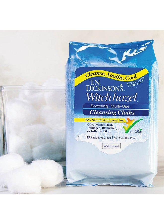 T.N. Dickinson's Witch Hazel Soothing Multiuse Cleansing Cloth 4 Pack 25 Cloths Per Packwhite - Image 2