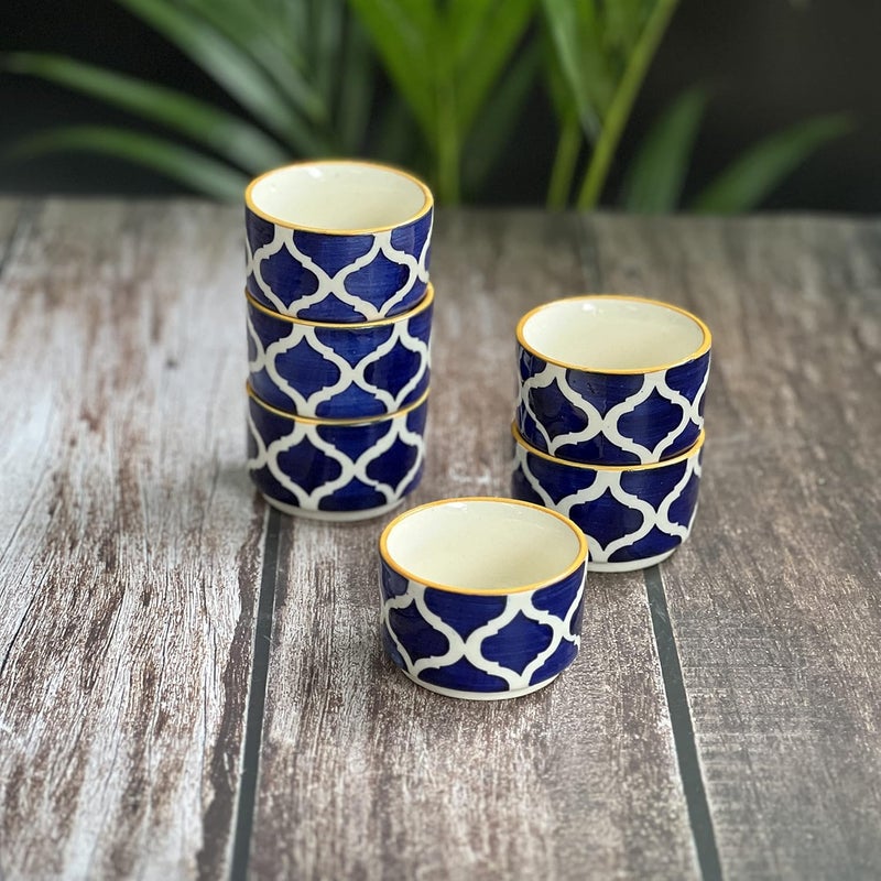 BACKKSPACE RETAIL Ceramic Dip Bowls Set of 6 for Serving Dips Sauce Chutney Pickle Mini Katori 50ml Blue - Image 2