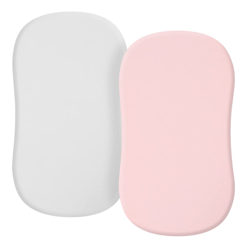 TILLYOU Baby Bassinet Sheets for Girls Boys Fit for Hourglass Oval Rectangle Bassinet Mattress Sheets 33X16 2 Pack Gray and Pink