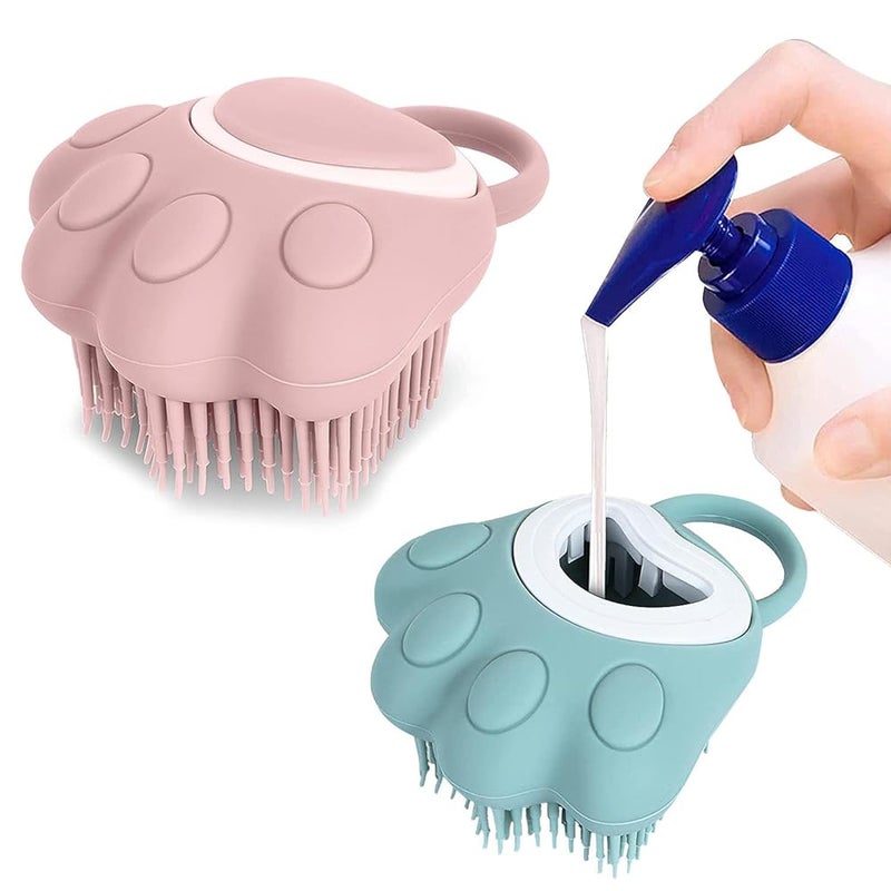 Bath Scrubber Cat Paw – Blue + Pink, Silicone, Exfoliating, for Body, Face, 2 Pieces