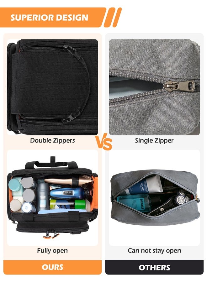 Prokva Tactical Travel Toiletry Bag for Men, Extra Large Dopp Kit Organizer with Dual Way Zippers, Travel Hygiene Bag for Shaving Grooming Bathroom Essentials, Black (Empty Bag) - Image 5