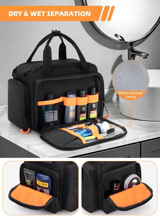 Prokva Tactical Travel Toiletry Bag for Men, Extra Large Dopp Kit Organizer with Dual Way Zippers, Travel Hygiene Bag for Shaving Grooming Bathroom Essentials, Black (Empty Bag) - Image 4