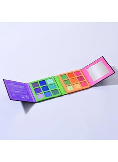 Tintark Neonme Eyeshadow Palette 18 Fluorescent Color Glowing Eyeshadows Rainbow Purple Blue Green Yellow Pink Eye Shadow Palettes For Fun Party Popular Eye Makeup Glitter Matte Shimmer  - Image 2