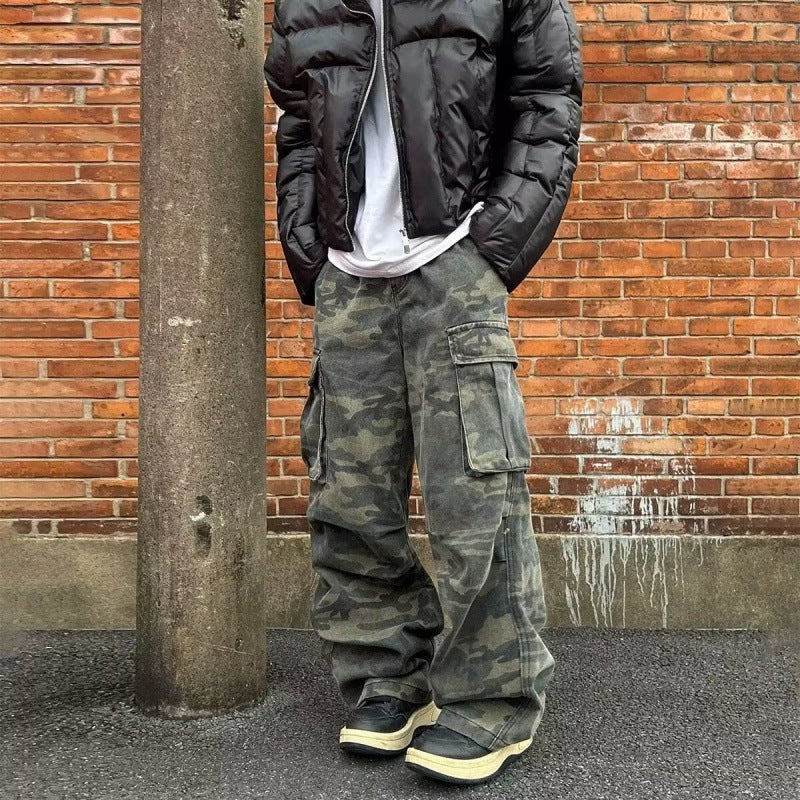 Loose Waist American High Street Camouflage Multi-Pocket Cargo Pants Men'S Trendy Brand Youth Straight Casual Pants Long Pants - Image 3