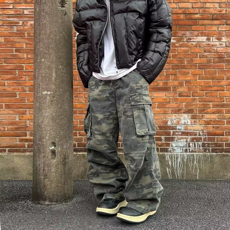 Loose Waist American High Street Camouflage Multi-Pocket Cargo Pants Men'S Trendy Brand Youth Straight Casual Pants Long Pants - Image 2