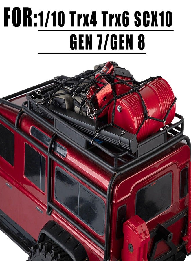 hopsupRC Crawler Car Decoration for 1/10 Trx4 Trx6 SCX10 Gen 7/Gen 8,Mini Luggage Net,Simulation Package,Shovel,Fuel Tanks,Recovery Board,Fire Extinguisher,Tent,Monkey Pole,Black - Image 2