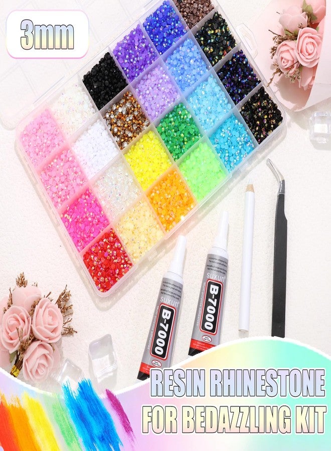 BELICEY Resin Jelly Rhinestones for Bedazzling 3MM 24 Color Flatback Bedazzled Kit Rainbow Crystals Bedazzling Gem for DIY Craft Clothing Nails Makeup with Tweezers Pen - Image 2