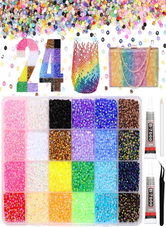 BELICEY Resin Jelly Rhinestones for Bedazzling 3MM 24 Color Flatback Bedazzled Kit Rainbow Crystals Bedazzling Gem for DIY Craft Clothing Nails Makeup with Tweezers Pen - Image 1