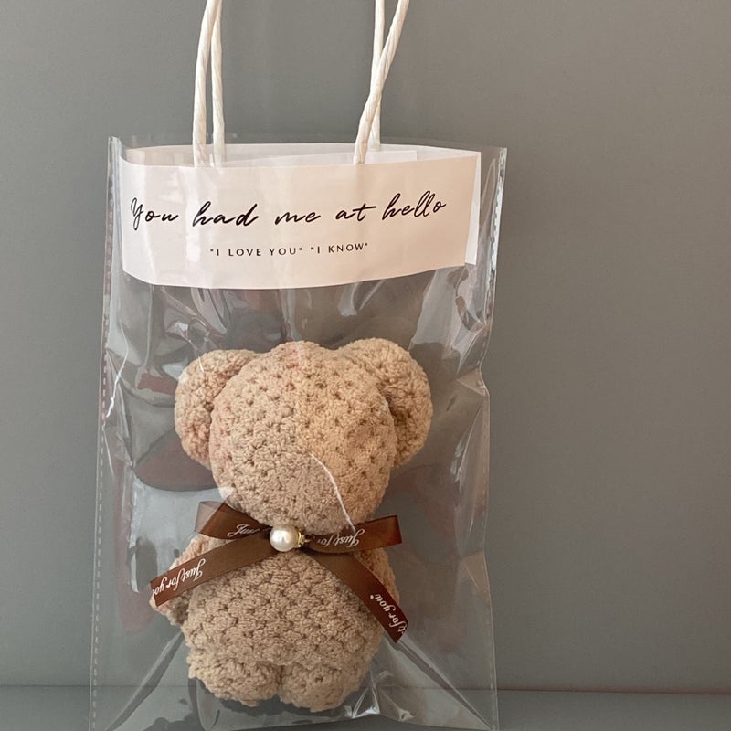 30x30cm Bear Towel Pineapple Grid Wedding Gift 30*30 brown ordinary gift bag