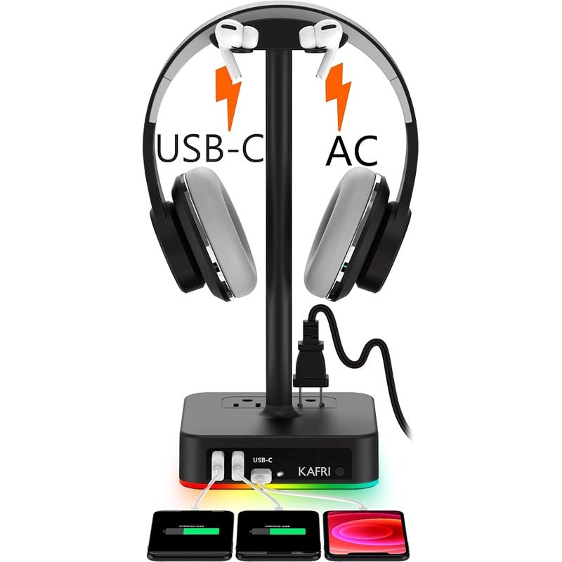 حامل سماعة راس RGB مع شاحن USB - Image 1