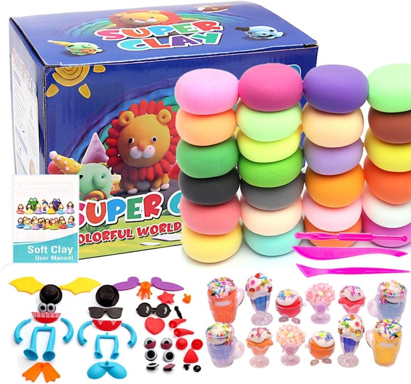 Foloose Air Dry Clay 24 Colors Air Dry Clay Kit –Safe, Non-Toxic, Ultra-Light, and Easy to Shape for Creative DIY Crafts and Modeling Fun - Image 1