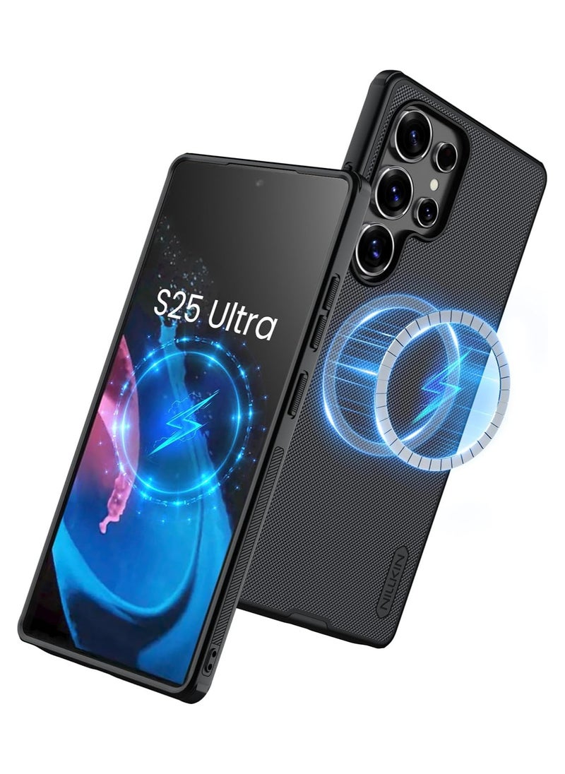 نيلكين جراب  نيلكين سوبر فروستيد برو يدعم الشحن الاسلكي مضاد للخدش والانزلاق لموبايل Samsung Galaxy S25 Ultra   (اسود)  - Image 5